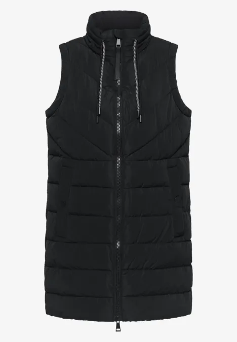Lange Steppweste Black