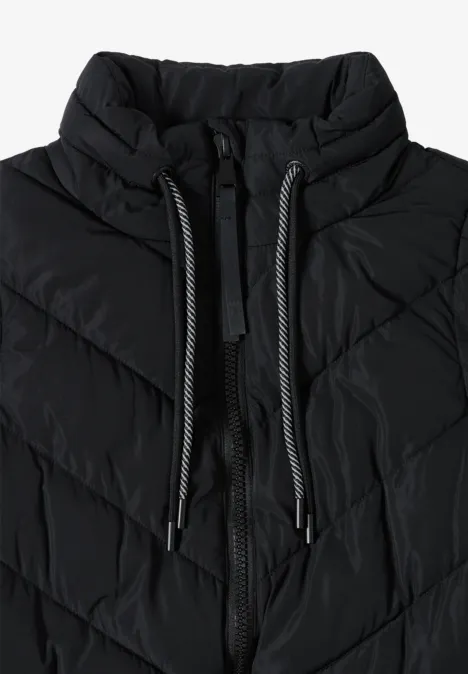 Lange Steppweste Black