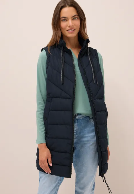 Lang gewatteerd vest dark navy blue