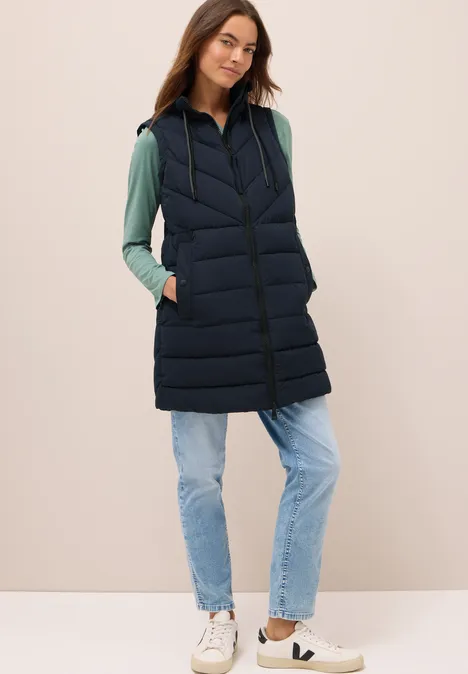Lang gewatteerd vest dark navy blue