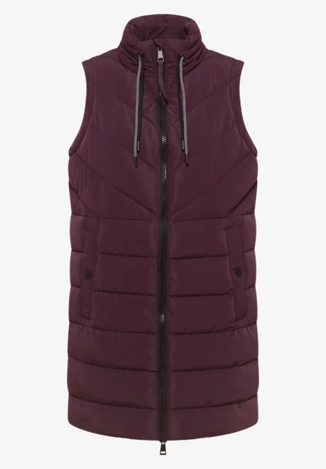 Lange Steppweste dark plum
