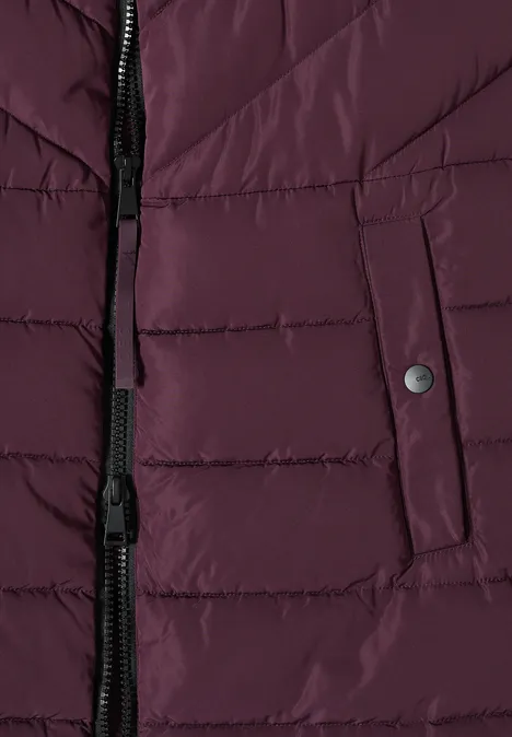 Lange Steppweste dark plum