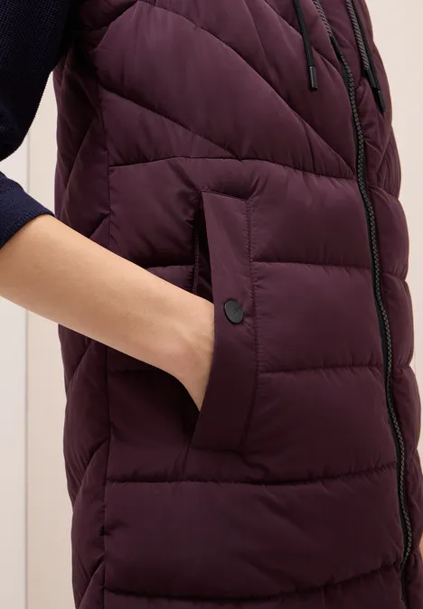 Lange Steppweste dark plum