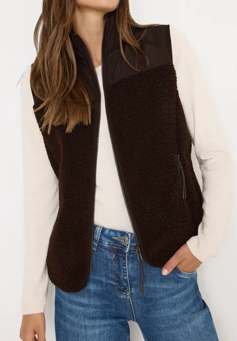 Teddy vest met gewatteerde details tartufo brown