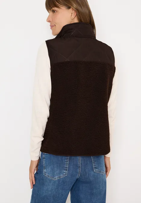 Teddy vest met gewatteerde details tartufo brown