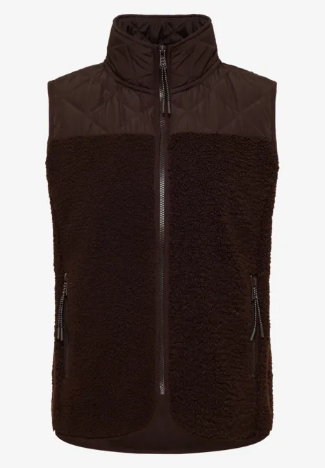 Teddy vest met gewatteerde details tartufo brown