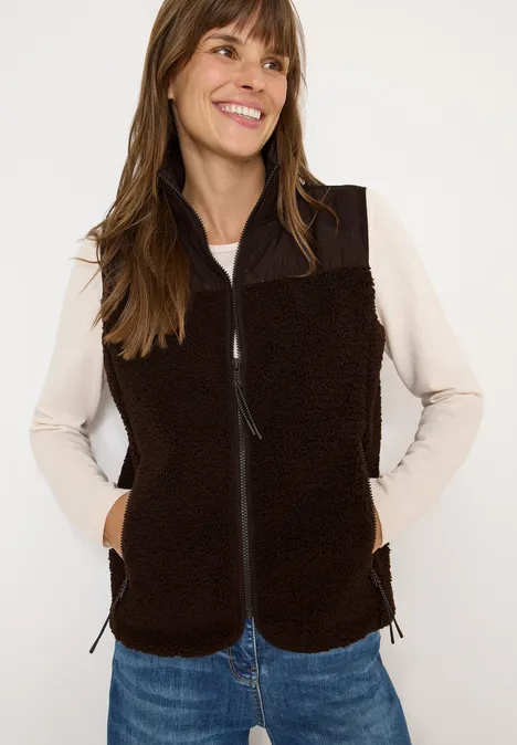 Teddy vest met gewatteerde details tartufo brown