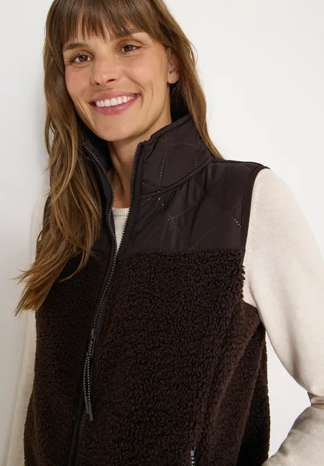 Teddy vest met gewatteerde details tartufo brown