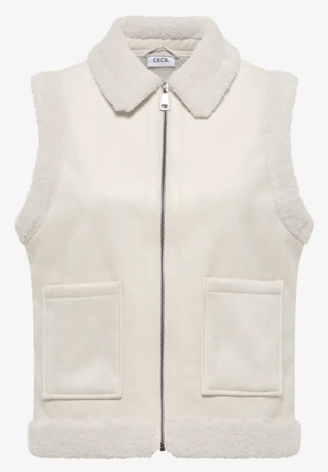 Gilet van velours light greige
