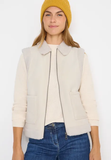 Veloursweste light greige