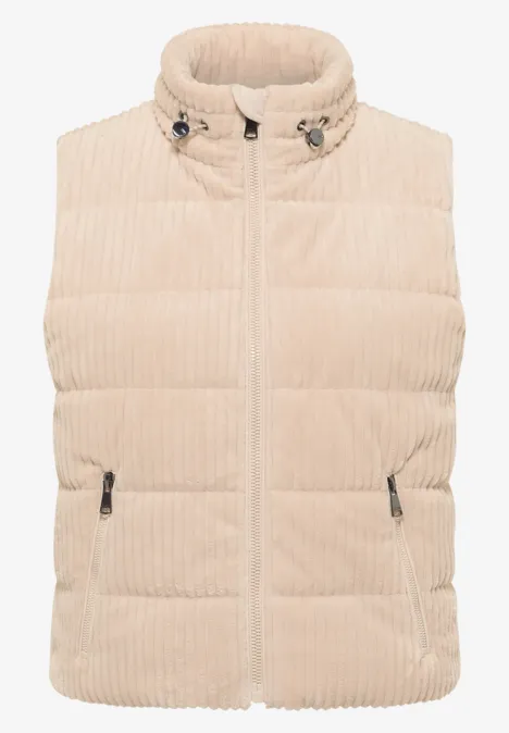 Struktumix ribfluwelen vest pearl beige