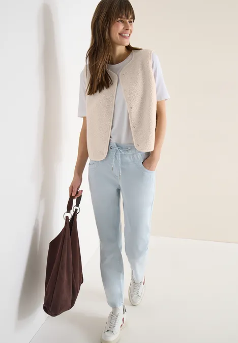 Vest met knoopsluiting teddy vanilla white