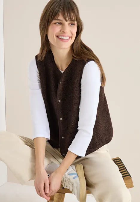 Vest met knoopsluiting macchiato brown