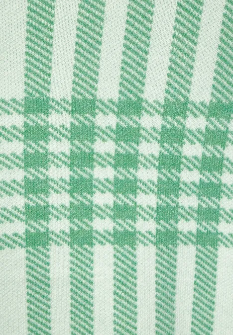 Karierte Strickjacke celery green melange