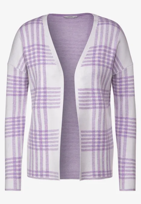 Karierte Strickjacke sporty lilac melange