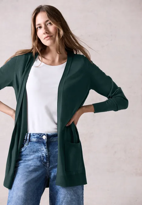 Offener Cardigan fir green