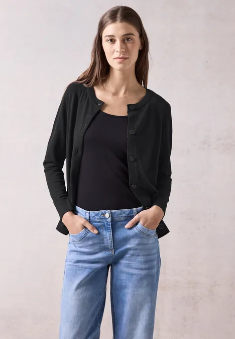 Cardigan mit Rundhals charcoal grey melange