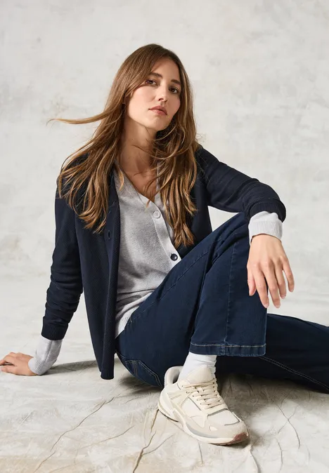 Struktur-Cardigan chalk grey melange