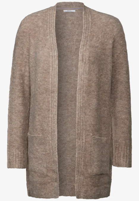 Langer Bouclé Cardigan milky caramel melange
