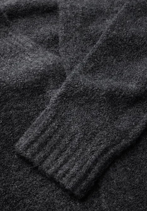 Langer Bouclé Cardigan charcoal grey melange