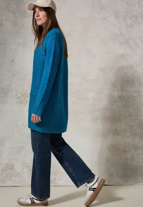 Langer Bouclé Cardigan dynamic aqua melange
