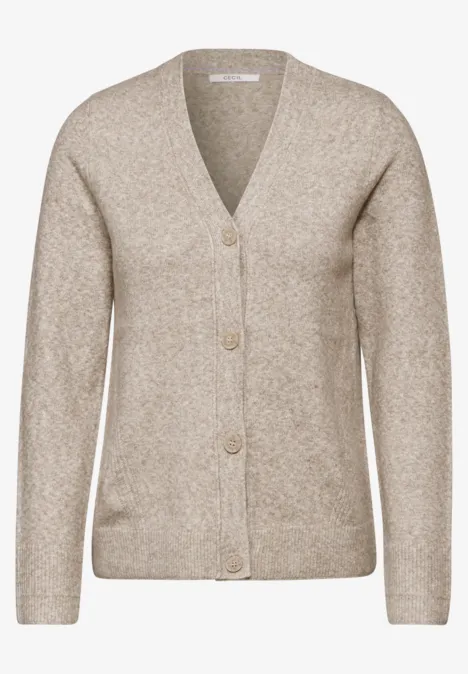 Cardigan mit Knopfleiste milky caramel melange