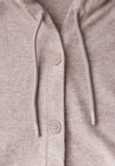 Strickjacke mit Kapuze milky caramel melange