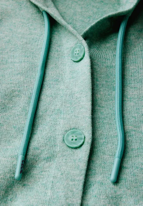 Strickjacke mit Kapuze iced salvia green melange