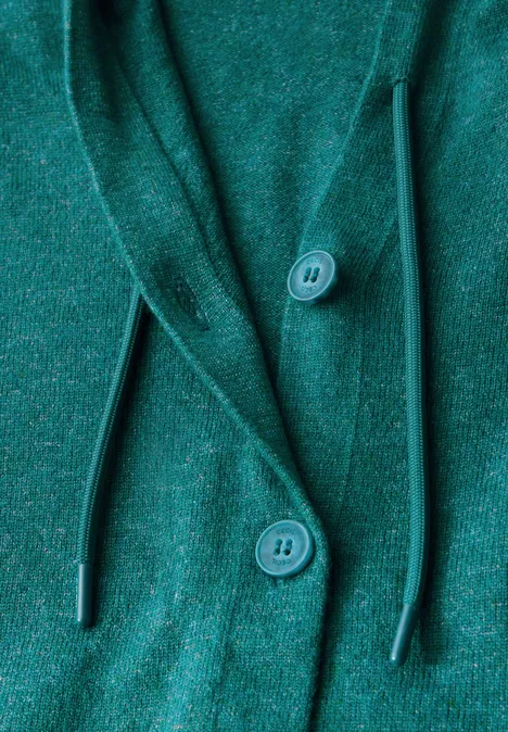 Strickjacke mit Kapuze petrol green melange