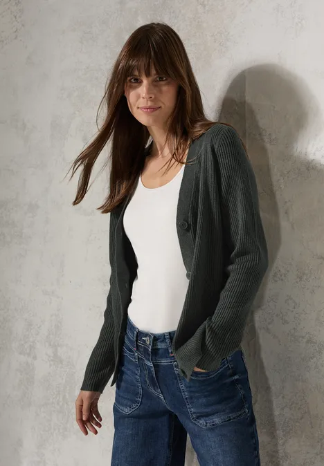 Cardigan mit Rippen-Struktur active khaki melange