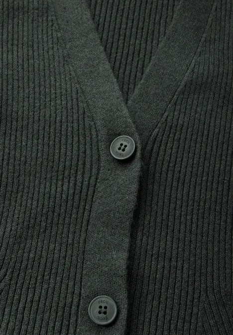 Cardigan mit Rippen-Struktur active khaki melange