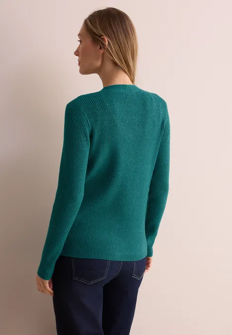 Cardigan mit Rippen-Struktur petrol green melange