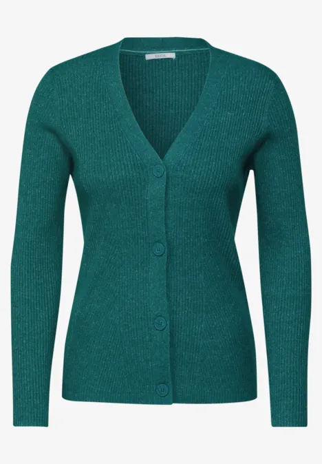 Cardigan mit Rippen-Struktur petrol green melange