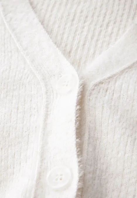 Federgarn-Cardigan birch white