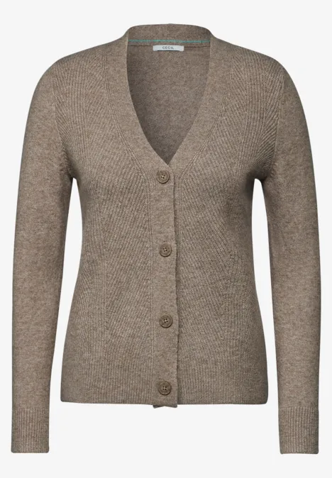 Strukturmix Cardigan dark taupe melange