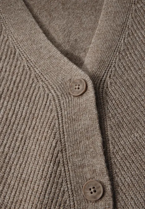 Strukturmix Cardigan dark taupe melange