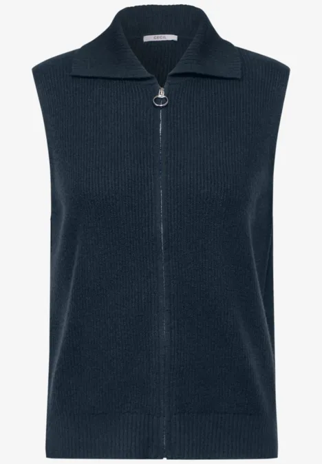 Ärmellose Strickjacke oil blue