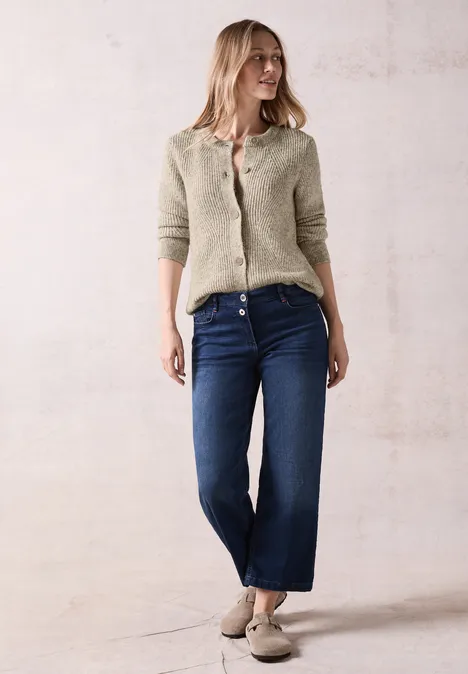 Grobstrick- Cardigan alabaster beige melange