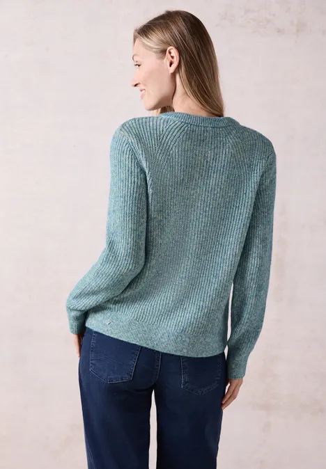 Grobstrick- Cardigan aqua melange