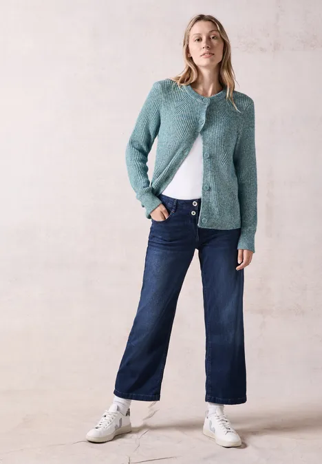 Grobstrick- Cardigan aqua melange