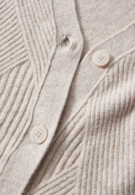 Cardigan mit Strickmuster alabaster beige melange