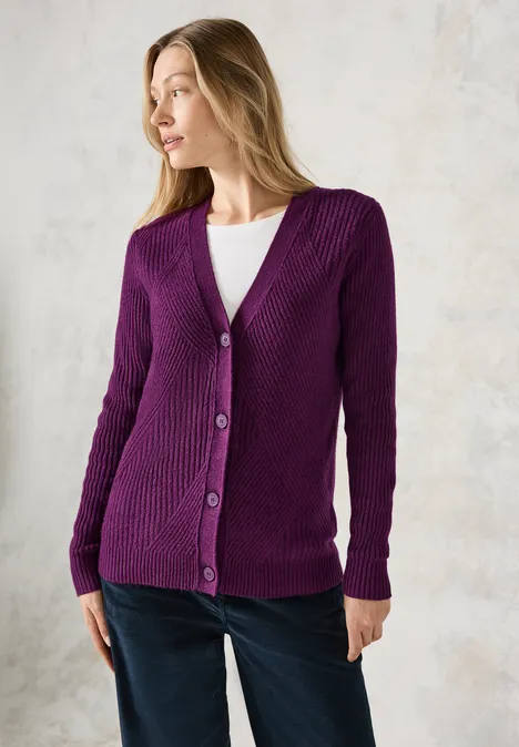 Cardigan mit Strickmuster beloved berry melange