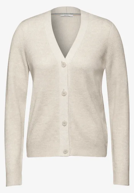 Cardigan mit Strickmuster alabaster beige melange