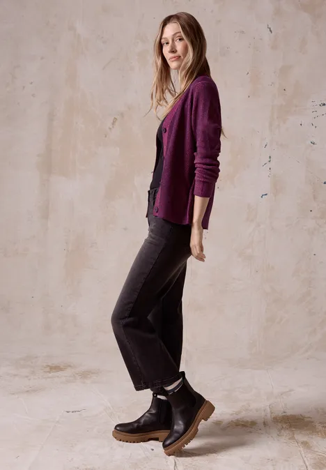 Cardigan mit Strickmuster beloved berry