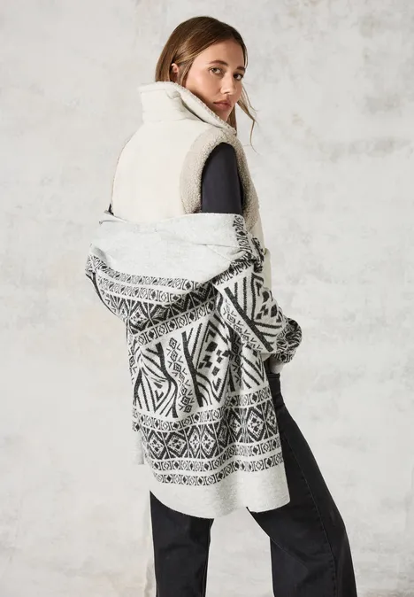 Gemusterter Cardigan soft silver melange