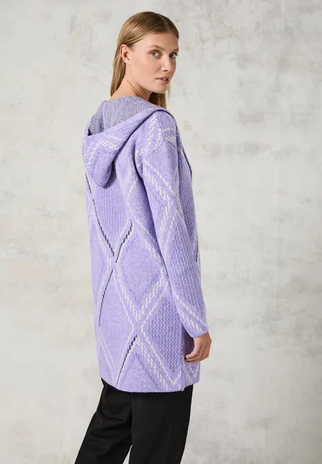 Cardigan ouvert avec capuche lilac melange