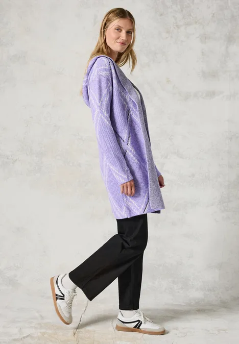 Cardigan ouvert avec capuche lilac melange
