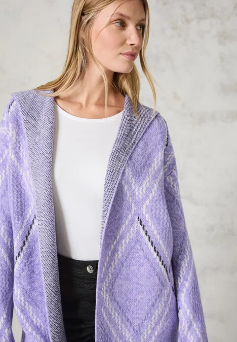 Cardigan ouvert avec capuche lilac melange