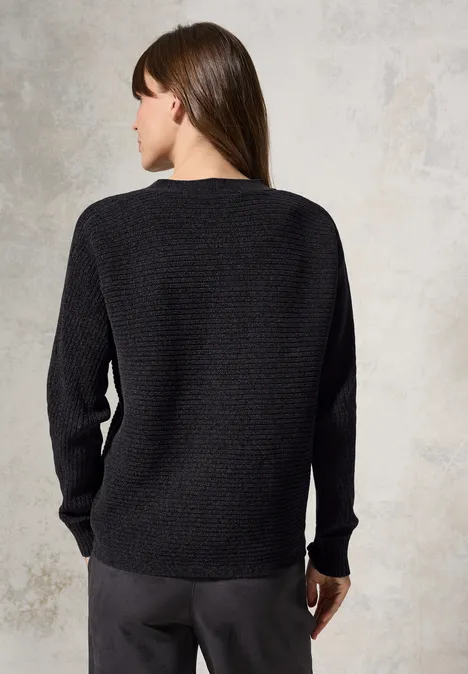 Chenille Dolman Cardigan deep charcoal grey