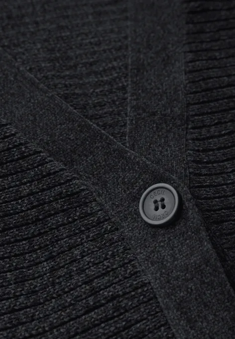 Chenille Dolman Cardigan deep charcoal grey
